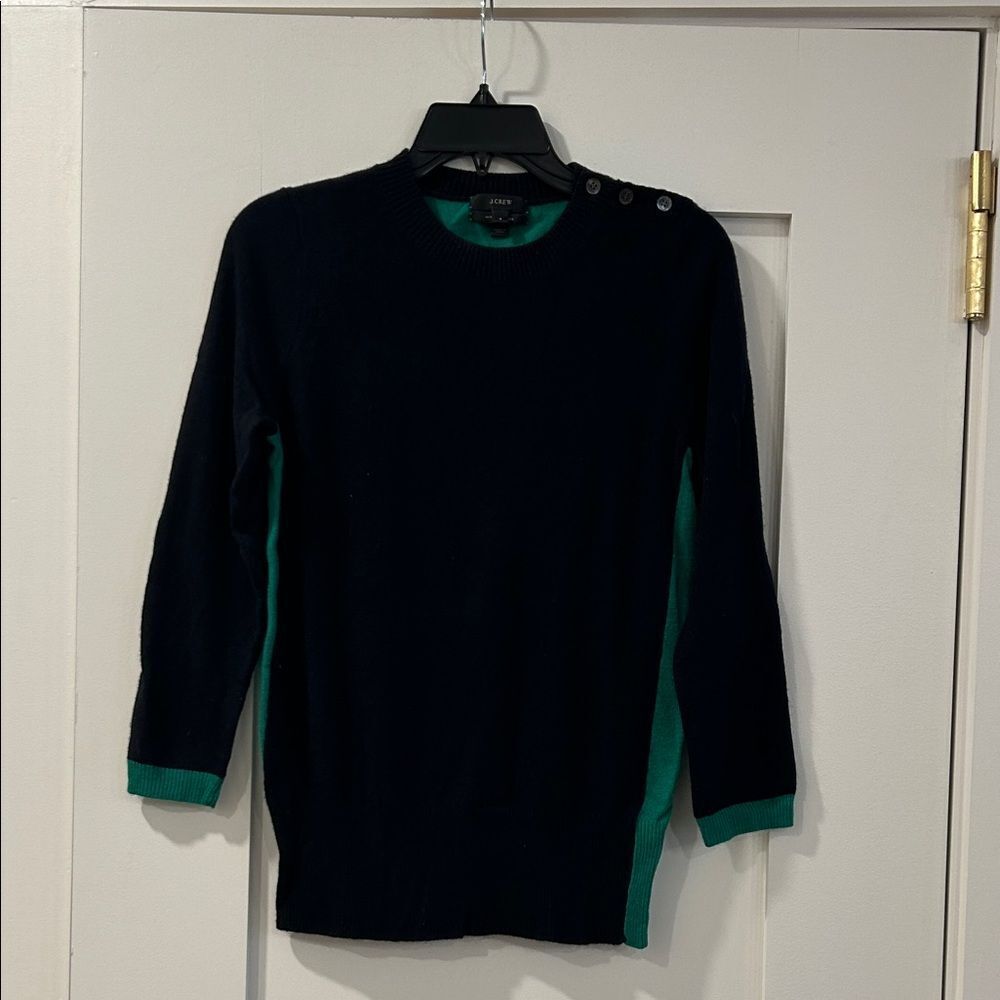 J. Crew Black and Green Sweater, Size Small